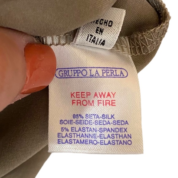 La Perla Silk Embroidered Lace Grey Beige Chemise Slip Lingerie Size Small - Picture 6 of 8